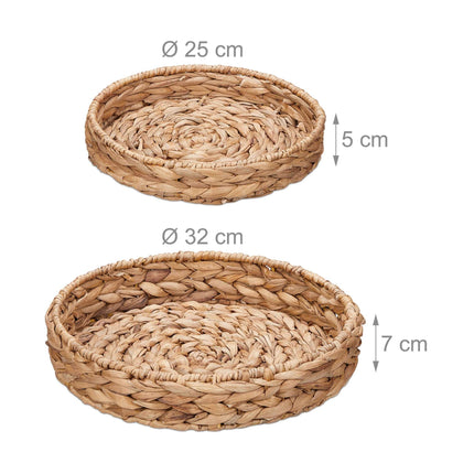 2-part tray set made of water hyacinth
