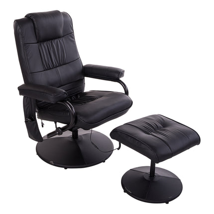 Reclining massage chair, 360° rotatable, remote control, black