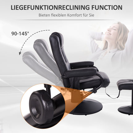 Reclining massage chair, 360° rotatable, remote control, black