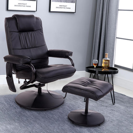 Reclining massage chair, 360° rotatable, remote control, black