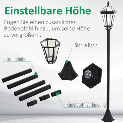 Solar LED Street Light, IP44 Waterproof, Energy Efficient, Black