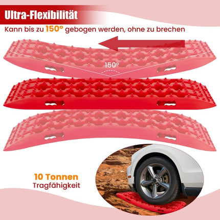 2 pieces traction aid sand sheets off-road tire ladder for sand/mud/snow 107 x 31 x 7 cm red