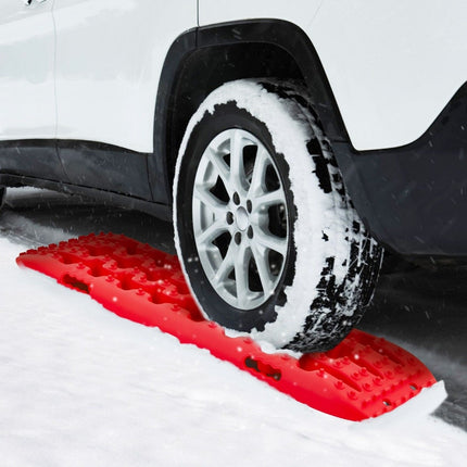 2 pieces traction aid sand sheets off-road tire ladder for sand/mud/snow 107 x 31 x 7 cm red