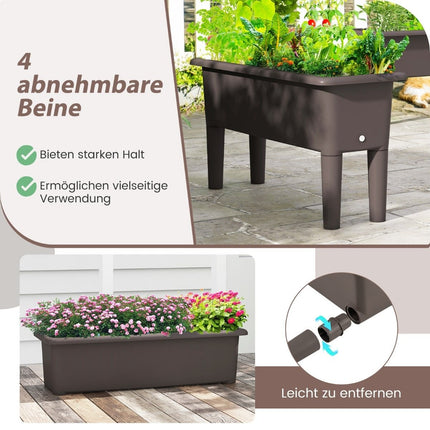 2 raised bed garden bed made of plastic 29 L plant box with removable legs and drainage hole coffee