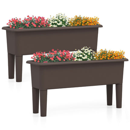 2 raised bed garden bed made of plastic 29 L plant box with removable legs and drainage hole coffee