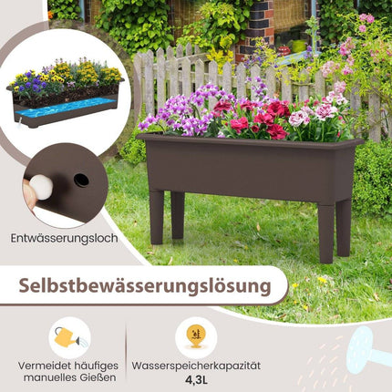 2 raised bed garden bed made of plastic 29 L plant box with removable legs and drainage hole coffee