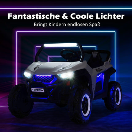 2-seater 12V children's car with music and headlights 118 x 74 x 71 cm-White