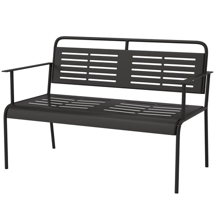 2-seater black garden bench, water-repellent, 240 kg capacity