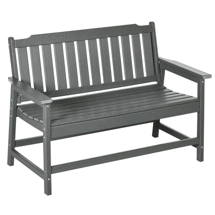 Weatherproof 2-seater garden bench with backrest, 124x60x87cm