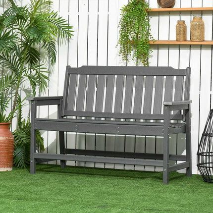 Weatherproof 2-seater garden bench with backrest, 124x60x87cm