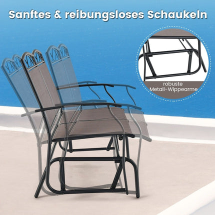 2-seater rocking bench with coffee table balcony furniture set garden bench made of textilene