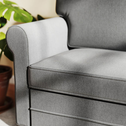 2-Seater Sofa, Linen Fabric, Steel Frame, Dark Grey