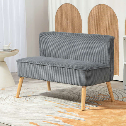 2-seater gray Manchester sofa, wooden legs, padded upholstery