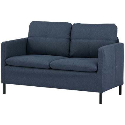 2-seater sofa in linen look - steel legs, dark blue