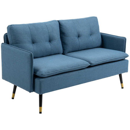 Modern dark blue 2-seater sofa with thick cushions