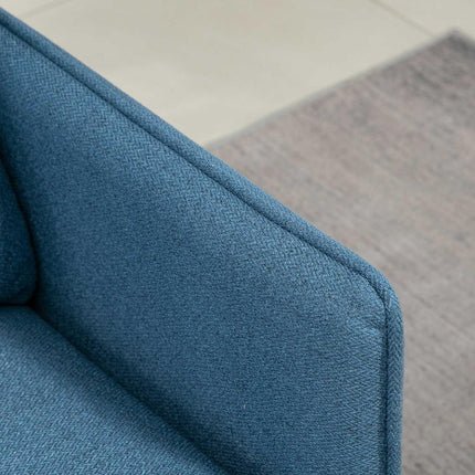 Modern dark blue 2-seater sofa with thick cushions