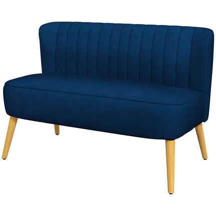 Sky blue Loveseat sofa with wooden legs - linen look