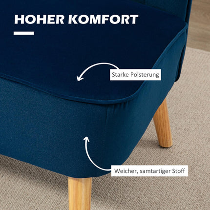Sky blue Loveseat sofa with wooden legs - linen look