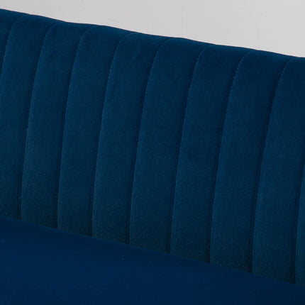 Sky blue Loveseat sofa with wooden legs - linen look