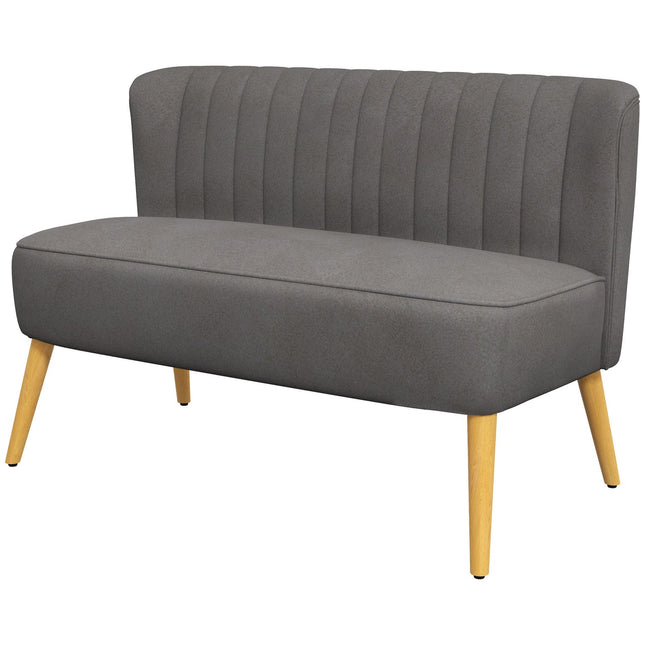 Dark gray Linen-Look Loveseat, wooden legs, 2-seater