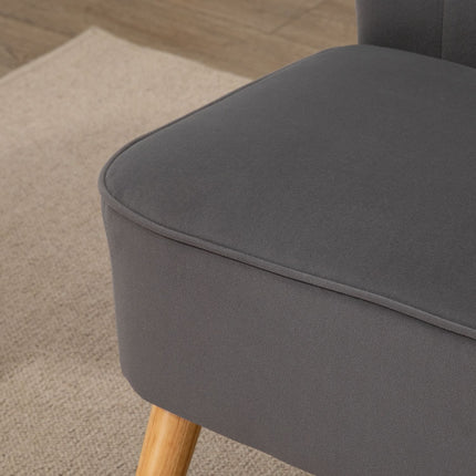 Dark gray Linen-Look Loveseat, wooden legs, 2-seater
