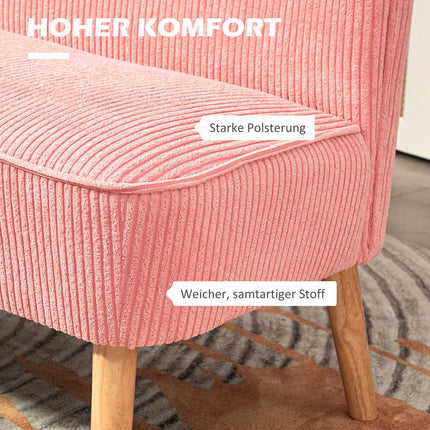 Pink 2-seater upholstered sofa - compact and cozy design