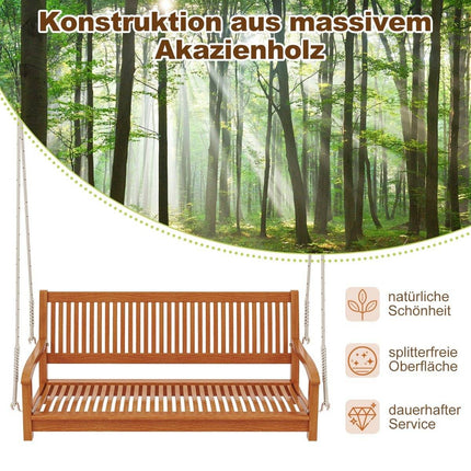 2-seater swing bench up to 360 kg load capacity Veranda swing made of acacia wood