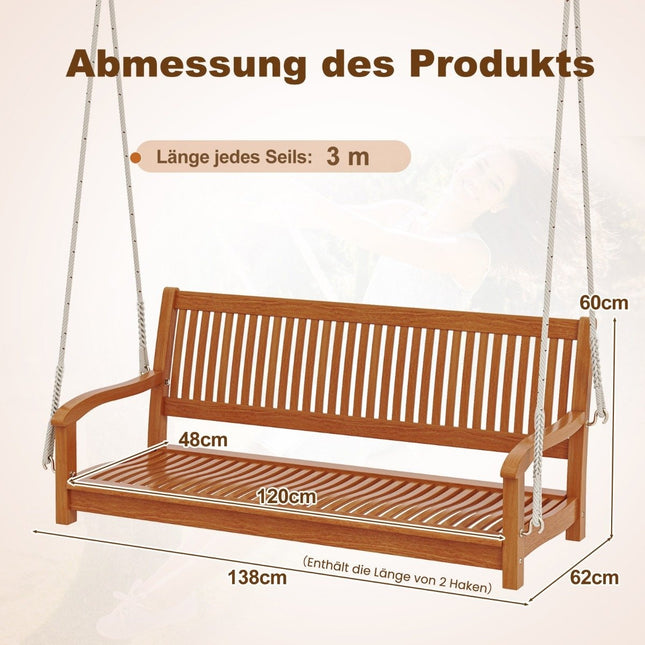 2-seater swing bench up to 360 kg load capacity Veranda swing made of acacia wood