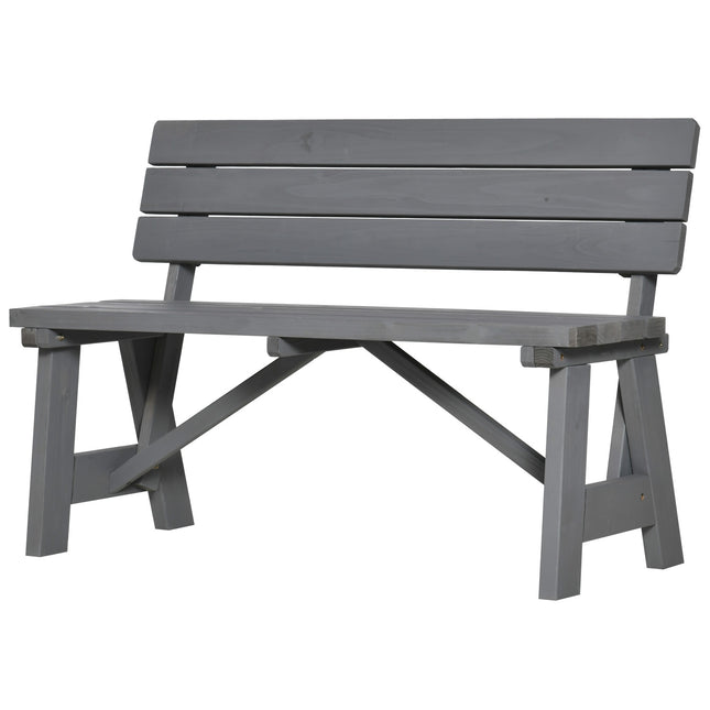 2-seater weatherproof wooden garden bench with backrest