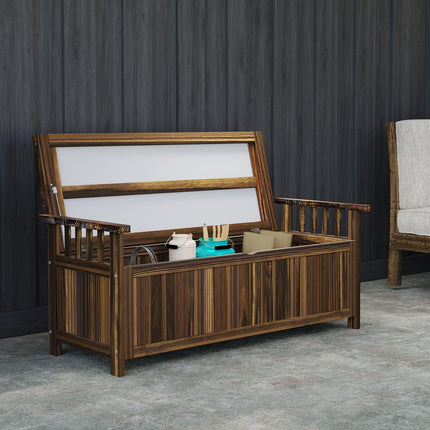 2-seater weatherproof wooden garden bench with storage
