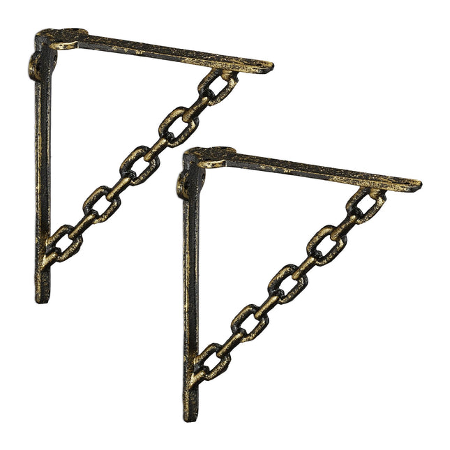 2x shelf bracket in cast iron with chain
