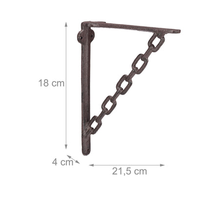 2x shelf bracket in cast iron with chain