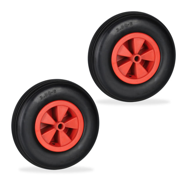 2x wheelbarrow wheels 3.50-6 in black/red