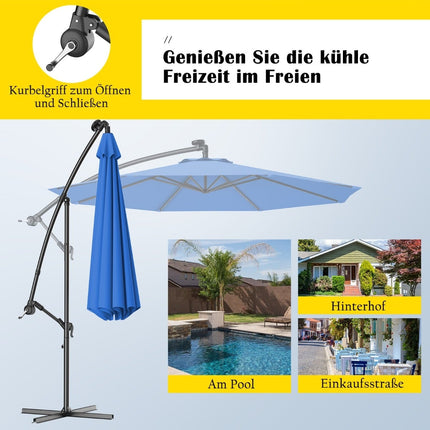 300cm LED Patio Umbrella with Solar Lights, Blue