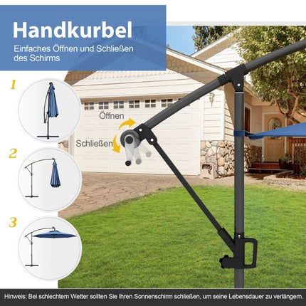 300 cm Patio Umbrella with 32 Solar LED Lights, Blue