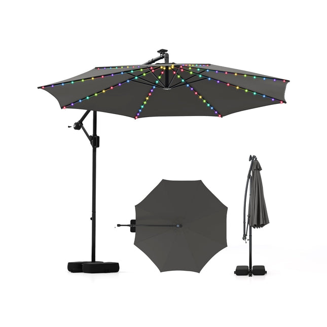 300 cm Patio Umbrella with LED Lights, Adjustable Tilt