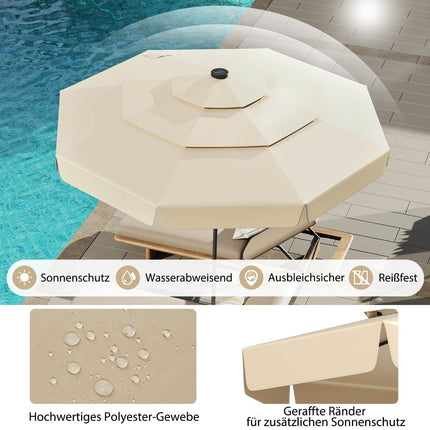 300 cm Patio Umbrella with Solar LED Lights, Beige