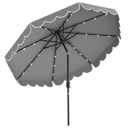 300 cm Patio Umbrella with Solar LED Lights, Tilt & Crank