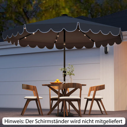 300 cm Patio Umbrella with Solar LED Lights, Tilt & Crank