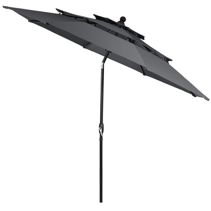 300 cm parasol made of aluminum with 3-tier roof, automatically tilting umbrella, anthracite