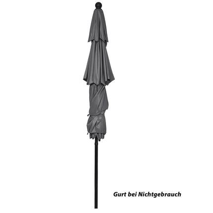 300 cm parasol made of aluminum with 3-tier roof, automatically tilting umbrella, anthracite