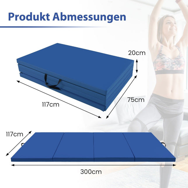 300 x 117 x 5 cm soft floor mat gymnastics mat foldable gymnastics mat made of artificial leather blue