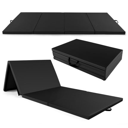 300 x 117 x 5 cm soft floor mat made of artificial leather with climbing fastener and carrying handles, black