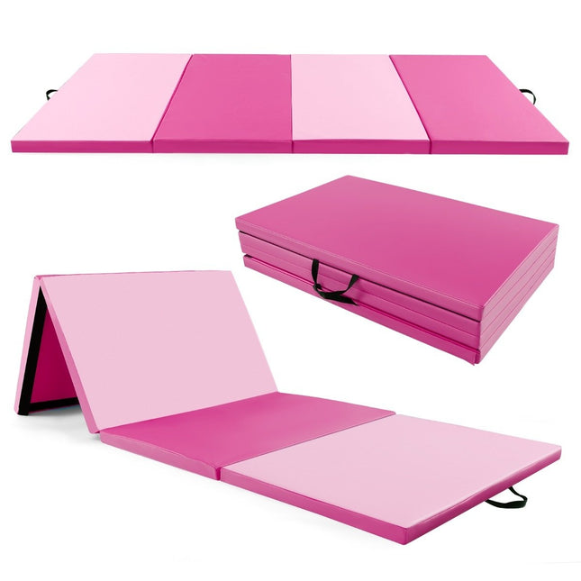 300 x 117 x 5 cm zachte vloermat van kunstleer met klimsluiting en handgrepen roze