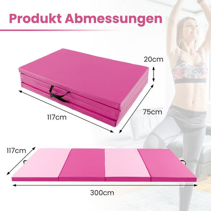 300 x 117 x 5 cm soft floor mat made of faux leather with climbing fastener and carrying handles pink