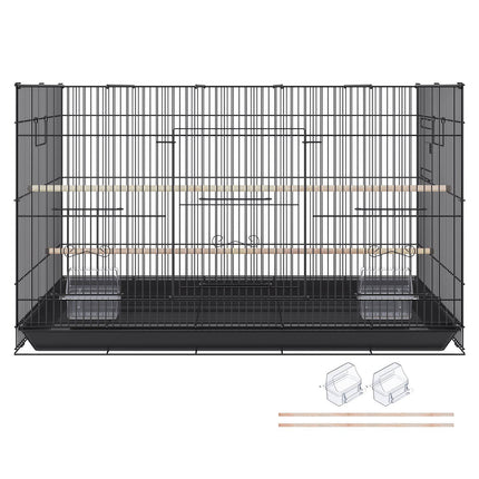 30 Inch Metal Bird Cage with Rolling Stand, Slide-Out Tray