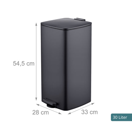 30L Black Pedal Bin with Soft-Close Lid