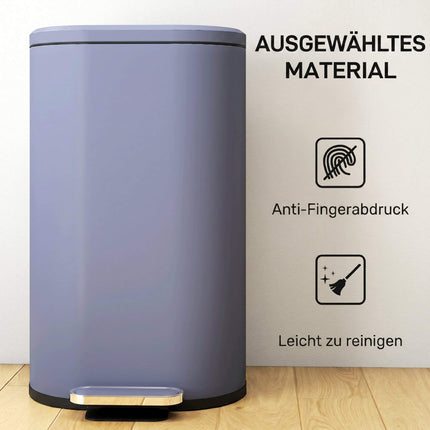 30L Kitchen Pedal Trash Can, Soft-Close Lid, Gray
