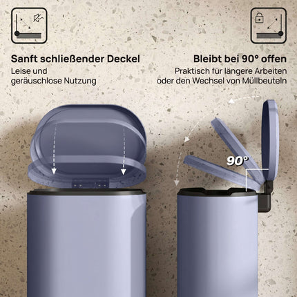 30L Kitchen Pedal Trash Can, Soft-Close Lid, Gray