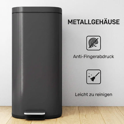 30L Kitchen Trash Can with Soft-Close Lid, Black